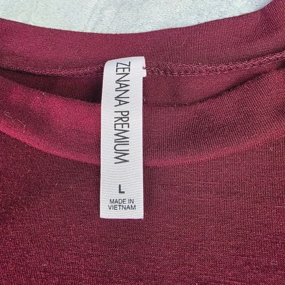Zenana Premium Women Size Lg Maroon Red Pull On Dress 3/4 Sleeve high low maxi - Picture 2 of 4